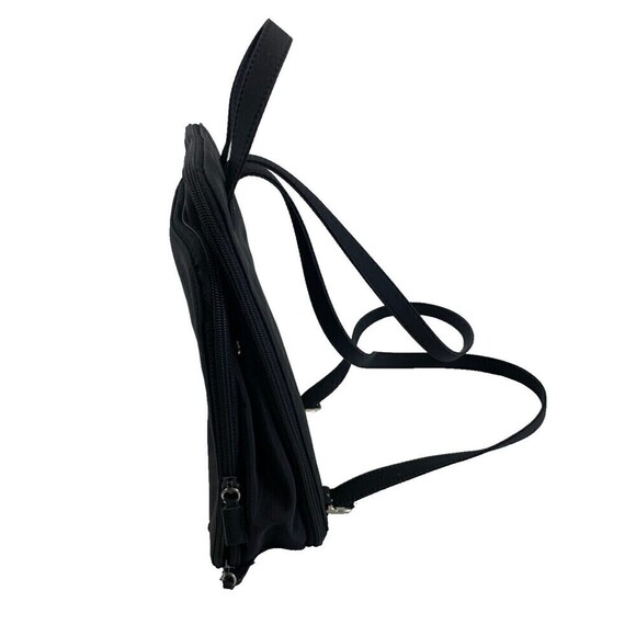 Vintage Nine West Mini Backpack Black Zip Around Rectangle Flat Snap Microfiber - Picture 2 of 15